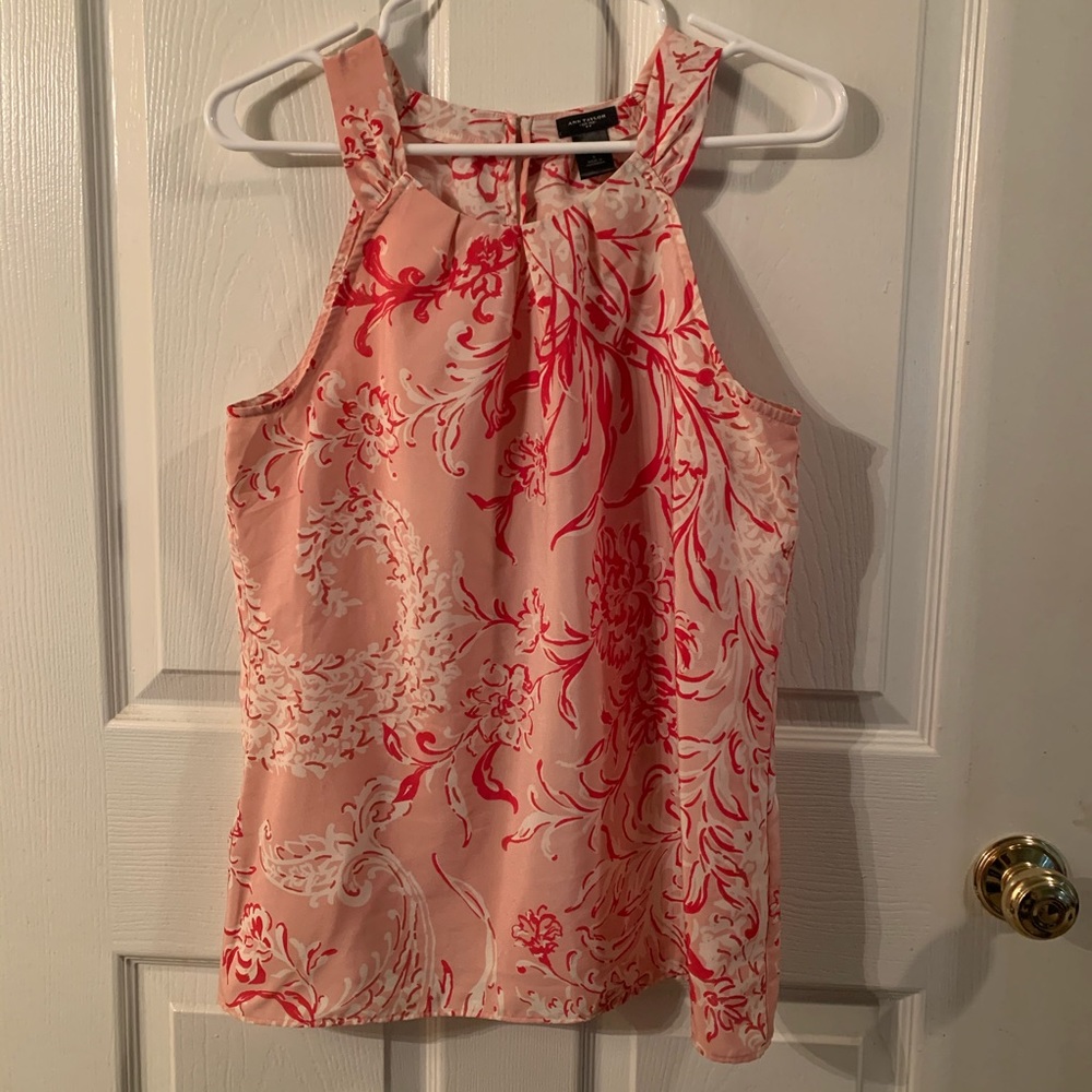Ann Taylor Pink & White Floral Tank Blouse